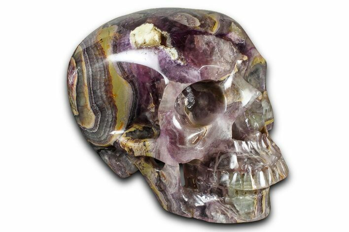 Realistic, Banded Purple Fluorite Skull #378656